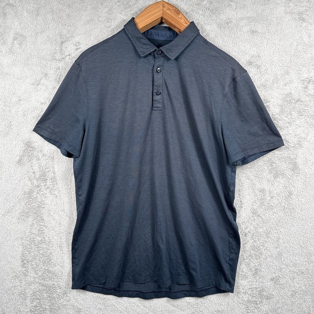 Lululemon Metal Vent Polo Shirt Mens XL Blue Short Sleeve Performance Modern